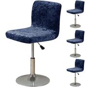 ZRCYXDW Bar Stool Covers, Crushed Velvet Swivel Bar Stool Chair Covers Soft Stretch Pub Counter Stool Covers Non Slip Stool Cover For Swivel Barstool Chair Seat-navy blue-4 pack