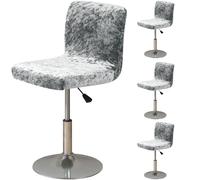 ZRCYXDW Bar Stool Covers, Crushed Velvet Swivel Bar Stool Chair Covers Soft Stretch Pub Counter Stool Covers Non Slip Stool Cover For Swivel Barstool Chair Seat-light grey-4 pack