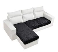 ZRCYXDW Crushed Velvet Couch Cushion Covers, Stretch Sofa Seat Cushion Covers Soft Removable Sofa Cushion Covers Replacement Sofa Slipcovers Washable-black-Small