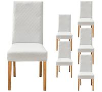 ZRCYXDW Dining Chair Slipcovers Set Of 6, Stretch Dining Chair Covers Washable Universal Dining Room Chair Covers For Kitchen Restaurant-White-6 Pack
