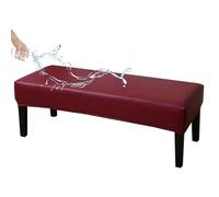 ZRCYXDW PU Leather Dining Bench Cover, Waterproof Bench Slipcover Stretch Removable Bench Seat Protector Nonslip Dining Room Bench Cover-wine red-150cm(59in)
