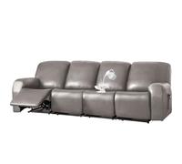 ZRCYXDW PU Leather recliner sofa covers 4 seater, 10 piece Waterproof Stretch reclining sofa slipcover with Elastic Bottom Scratch resistant Armchair Covers washable-taupe-4 Seater