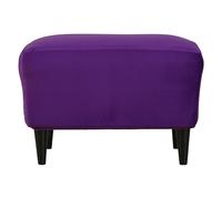 ZRCYXDW Rectangular Velvet Ottoman Cover, Stretch Footrest Stool Cover 1 Piece Soft Storage Ottoman Slipcover Removable Foot Stool Cover Non Slip-Purple A-Small