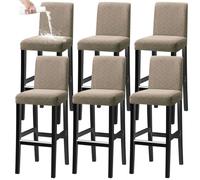 ZRCYXDW Stretch Bar Stool Covers, Waterproof Bar Stool Chair Covers Soft Nonslip Removable Barstool Covers Washable Pub Counter Stool Chair Covers-Taupe-6 Piece