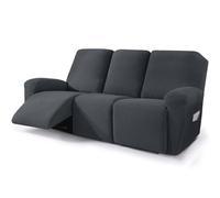 ZRCYXDW Stretch Recliner Sofa Covers 3 Seater, 5 Piece Soft Reclining Sofa Slipcover Scratch Resistant Armchair Covers With Side Pocket Washable For Cat Dog-dark grey-3 Seater