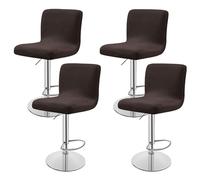 ZRCYXDW Stretch Velvet Bar Stool Covers with Back-Deep Coffee-Set of 4 | Soft Swivel Barstool Seat Slipcovers with Elastic Bottom, Counter Height Chair Cushion Protector for Kitchen Pub Dining Room