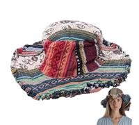 ZrdlqlLcjxy Patchwork Multicolored Mushroom Hemp Hat with Hidden Pocket Fedorahats, Handmade Patchwork Stripe Bucket Hat, Handmade Multicolor Stripe Sun Caps (UK, Alpha, One Size, Colorful)