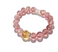 Zrdtrixa Natural strawberry quartz bracelet, niche luxury aesthetic design. Healing jewellery to enhance good fortune and strength. An excellent choice for gifts for girls.