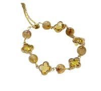Zrdtrixa Natural yellow quartz and amethyst bracelet, enhancing prosperity and confidence. A healing gemstone accessory and meditation gift for her, your best friend, or sister.(Yellow)