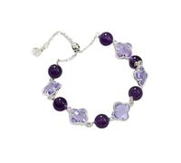 Zrdtrixa Natural yellow quartz and amethyst bracelet, enhancing prosperity and confidence. A healing gemstone accessory and meditation gift for her, your best friend, or sister.(Amethyst)