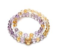 Zrdtrixa Natural Yellow Tower Crystal Common Crystal Bracelet Women's Niche High-end Multi-circle Crystal Bracelet Light Luxury Amethyst Bracelet(Type B)