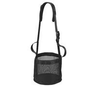 Zreneyfex Size L Horse Feed Bag, Modern Black Mesh, Collapsible, Heavy Duty with Adjustable Strap and Waterproof Bottom for Horse Feeding Supplies