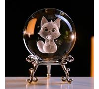 ZRENJHUS 3D Cat Crystal Ball - 60mm Sphere Decor With Stand - Themed Gift for Cat Lovers - Paperweight Glass Globe for Christmas, Valentine's Day