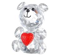 ZRENJHUS Crystal Figurines Glass Collection Christmas Tree Ornament 2021 Hanging and Tabletop Present Home Decoration - Crystal Bear with Red Heart