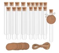 zrfgbxim 18 Pcs Clear Plastic Test Tubes with Corks, Reusable Transparent Plastic Sample Test Tubes Vases for Plants Flowers Beads Sweets Candy Lab DIY Craft, 20x150mm（30ml)/16x150mm(15ml)