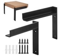 zrfgbxim 2 Pcs Shelf Brackets Heavy Duty, Black Wall Braces for Shelves, Right Angle L Floating Shelf Brackets with Raised Edges for Bookshelf Wood Board