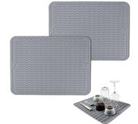 zrfgbxim 2 Pcs Silicone Dish Drying Mats, Silicone Draining Mats for Kitchen Counter Draining Board Mats, Heat Resistant Mat, Dish Drainer Mat, Non-Slip Sink Protector Mat/Placemat/Table Mat(Grey)