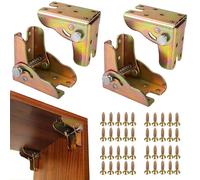Zrfgbxim 4 Pcs Folding Brackets, Self-Locking Hinges, 90 Degree Foldable Hinge Hardware for Table Bed Legs, Folding Lock Extension Support, with Screws