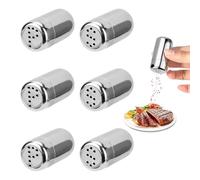 zrfgbxim 6 Pcs Mini Salt and Pepper Shakers, Stainless Steel Salt and Pepper Pots, Salt & Pepper Shakers, Small Salt and Pepper Sets, Seasoning Spice Dispenser for Home Kitchen Restaurant BBQ Dining