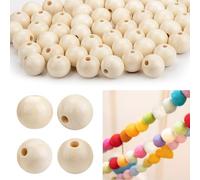 zrfgbxim 70 Pcs Wooden Beads for Crafting, 20mm Natural Macrame Round Wood Beads for DIY Handmade Craft Bracelet Necklace Jewelry Making(Log Colour)