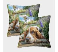 ZRHSADO Cute Dog 3D Printed Pillow Cover Set of 2 Decor Single-sided Polyester for Home Office Sofa Couch Car Garden Gifts 50x50cm