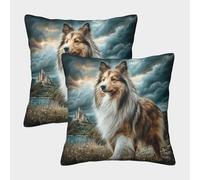 ZRHSADO Cute Dog 3D Printed Pillow Cover Set of 2 Decor Single-sided Polyester for Home Office Sofa Couch Car Garden Gifts 50x50cm