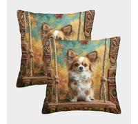 ZRHSADO Cute Dog 3D Printed Pillow Cover Set of 2 Decorative Patterned Single-sided Polyester for Home Couch Sofa Decorative Gifts 40x40cm