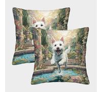 ZRHSADO Cute Dog 3D Printed Pillow Cover Set of 2 Decorative Patterned Single-sided Polyester for Home Office Sofa Couch Car Garden Gifts 50x50cm