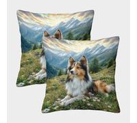 ZRHSADO Cute Dog 3D Printed Pillow Cover Set of 2 Decorative Patterned Single-sided Polyester for Sofa Living Room Bedroom Gifts 50x50cm