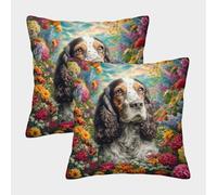 ZRHSADO Cute Dog 3D Printed Pillow Cover Set of 2 Decorative Patterned Single-sided Polyester for Sofa Living Room Bedroom Gifts 40x40cm
