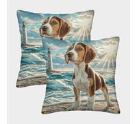 ZRHSADO Cute Dog 3D Printed Pillow Cover Set of 2 Furniture Decorative Single-sided Polyester for Home Couch Sofa Decorative Gifts 40x40cm