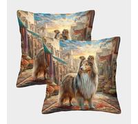 ZRHSADO Cute Dog 3D Printed Pillow Cover Set of 2 Furniture Decorative Single-sided Polyester for Home Couch Sofa Decorative Gifts 50x50cm