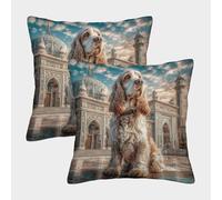 ZRHSADO Cute Dog 3D Printed Pillow Cover Set of 2 Furniture Decorative Single-sided Polyester for Sofa Living Room Bedroom Gifts 45x45cm