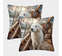 ZRHSADO Cute Dog 3D Printed Pillow Cover Set of 2 Furniture Decorative Single-sided Polyester for Sofa Living Room Bedroom Gifts 40x40cm