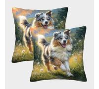 ZRHSADO Cute Dog 3D Printed Pillow Cover Set of 2 Furniture Decorative Single-sided Polyester for Sofa Living Room Bedroom Gifts 40x40cm