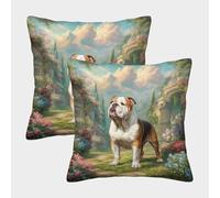 ZRHSADO Cute Dog Cushion Cases Set of 2 Decor Single-sided Polyester for Home Office Sofa Couch Car Garden Gifts 45x45cm