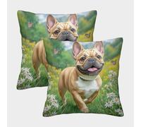 ZRHSADO Cute Dog Cushion Cases Set of 2 Furniture Decorative Single-sided Polyester for Home Office Sofa Couch Car Garden Gifts 40x40cm
