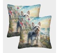 ZRHSADO Cute Dog Cushion Cases Set of 2 Furniture Decorative Single-sided Polyester for Home Office Sofa Couch Car Garden Gifts 40x40cm