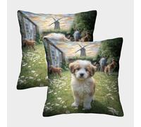 ZRHSADO Cute Pet Dog 3D Printed Pillow Cover Set of 2 Decor Single-sided Polyester for Home Couch Sofa Decorative Gifts 50x50cm