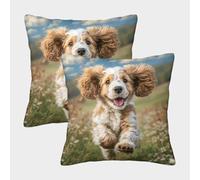 ZRHSADO Cute Pet Dog 3D Printed Pillow Cover Set of 2 Decor Single-sided Polyester for Home Couch Sofa Decorative Gifts 45x45cm