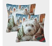 ZRHSADO Cute Pet Dog 3D Printed Pillow Cover Set of 2 Furniture Decorative Single-sided Polyester for Home Office Sofa Couch Car Garden Gifts 40x40cm