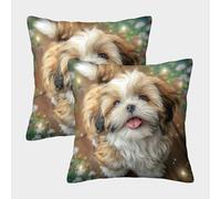 ZRHSADO Cute Pet Dog 3D Printed Pillow Cover Set of 2 Furniture Decorative Single-sided Polyester for Sofa Living Room Bedroom Gifts 40x40cm