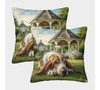 ZRHSADO Cute Pet Dog Cushion Cases Set of 2 Furniture Decorative Single-sided Polyester for Home Couch Sofa Decorative Gifts 45x45cm
