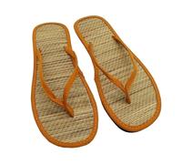 ZRHWSPD Linen Corss Beach Slippers Rattan Grass Flat Sandals Flip Flop Home Slippers(Orange,37)