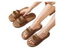 ZRHWSPD Linen Corss Beach Slippers Rattan Linen Slippers Wisteria Woven Indoor Slides Shoes(Color1,38-39)