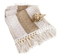 ZRHWSPD Retro Table Runner Table Runner For Summer Home Decor With Tassels 72 Inches Long Farmhouse Rustic Table Runner Cream & Brown Macrame Burlap Table(30x180cm)