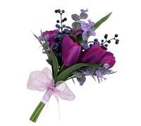 ZRHWSPD Wedding Artificial Bouquet Bridal Bridesmaid White Silk Flowers Roses Handmade Artificial Bride Mariage Bouquet(Purple)