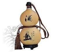 ZRHXG Natural Gourd Hip Flask, Sake Gourd, High Capacity Wine Water Bottle, Beeswax Anti-seepage, Easy to Clean, Home Decoration (Size : 500ml)