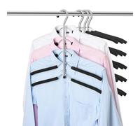 ZriEy 4 PCS Multi Layers Space Saver Coat Hangers with EVA Sponge for Jacket Coat Sweater Trousers Shirt T-Shirt, Black