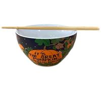 Zrike Brands Peanuts It's The Great Pumpkin Charlie Brown Ramen Noodle Bowl Set with Chopsticks